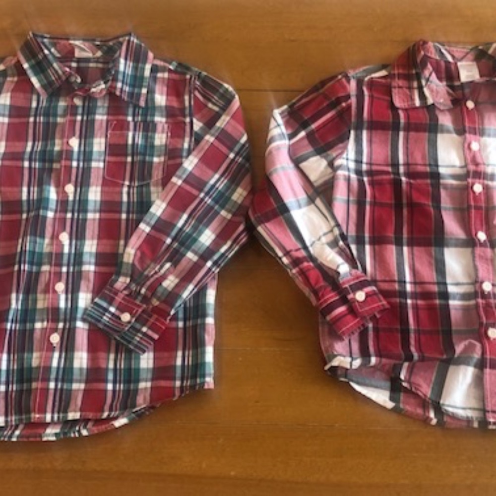 Lot of 2 Gymboree Boys Plaid Button-Down Holiday Shirts Sz M (7-8)